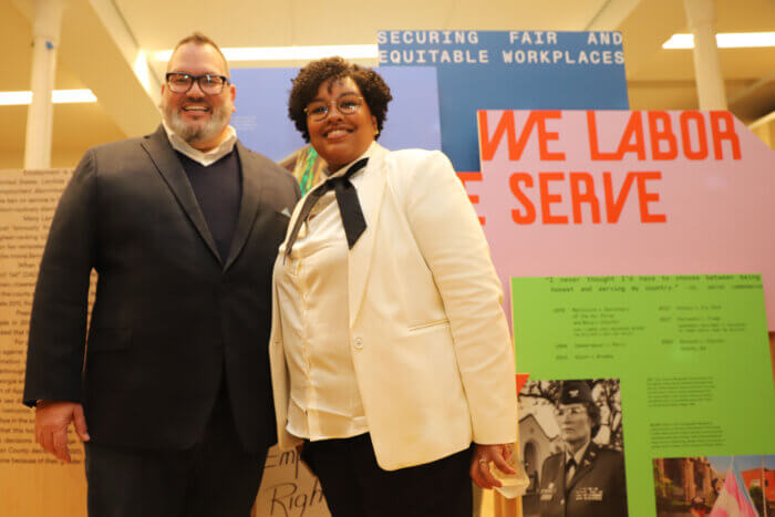 From left: Ben Garcia, executive director of the American LGBTQ+ Museum, and Lauraberth Lima, the exhibit's curator.