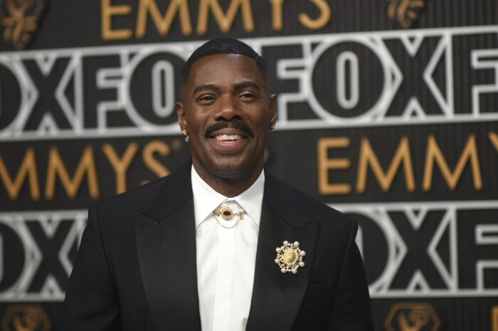 Colman Domingo arrives at the 75th Primetime Emmy Awards on Monday, Jan. 15, 2024, at the Peacock Theatre in Los Angeles.