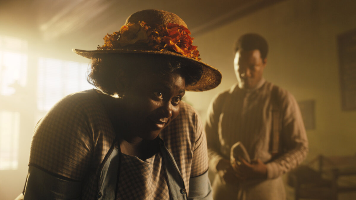 Danielle Brooks, left, and Corey Hawkins in a scene from "The Color Purple."