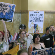 Kansas high school students, family members and advocates rally for transgender rights, Wednesday, Jan. 31, 2024, at the Statehouse in Topeka, Kansas.