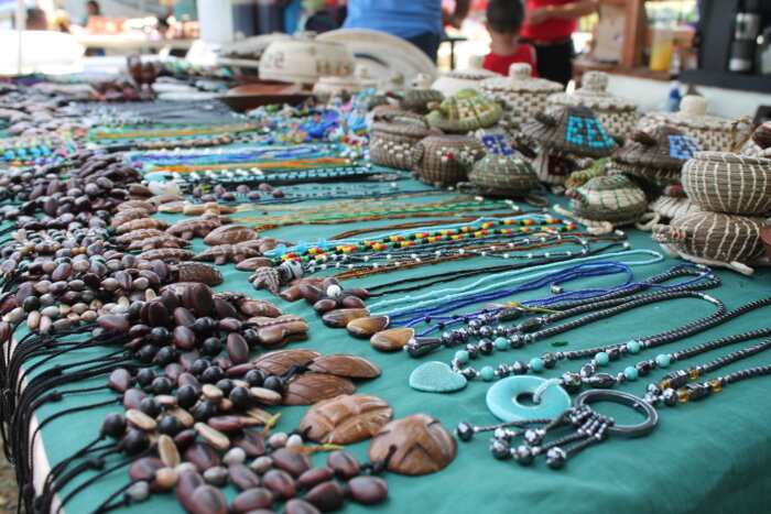 Traditionally woven scarves, bags, rugs, and more can be found at some of the booths at the San Ignacio Saturday Market, located in the Cayo District’s capital city San Ignacio in Belize.