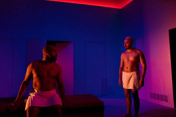 Yonatan Gebeyehu and Manuel C. Alcazar in "Bathhouse.PPTX."