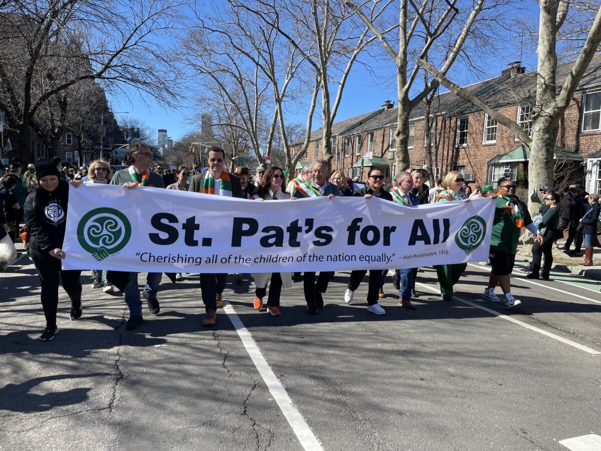 The St. Pat's for All banner leads the way.