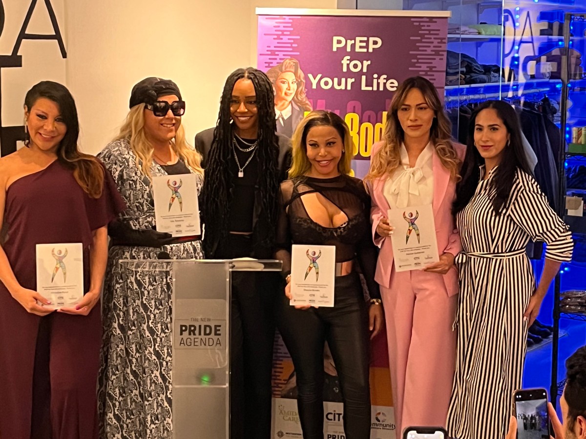Spokesmodels and members of a PreP awareness campaign stand together at New Pride Agenda headquarters in Manhattan.