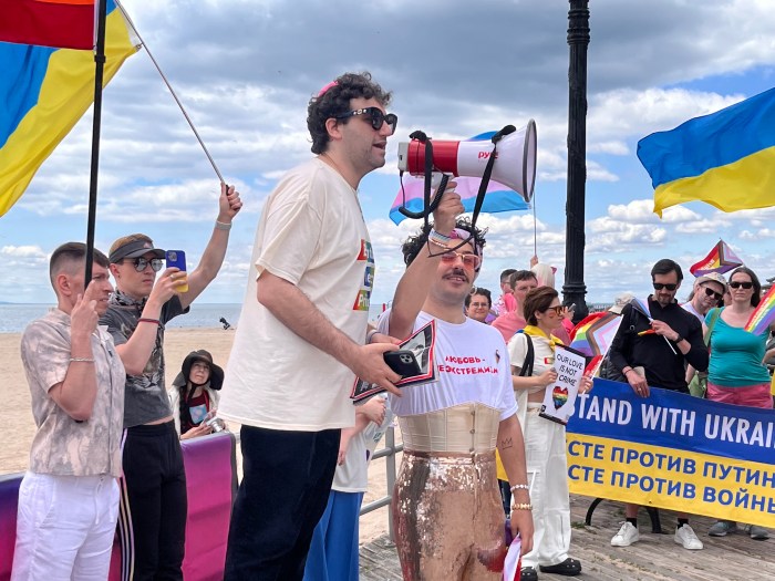 Adam Eli voices support for participants at Brighton Beach Pride.