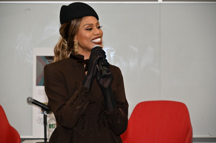 Laverne Cox engages in a discussion during the Stonewall Museum's event.