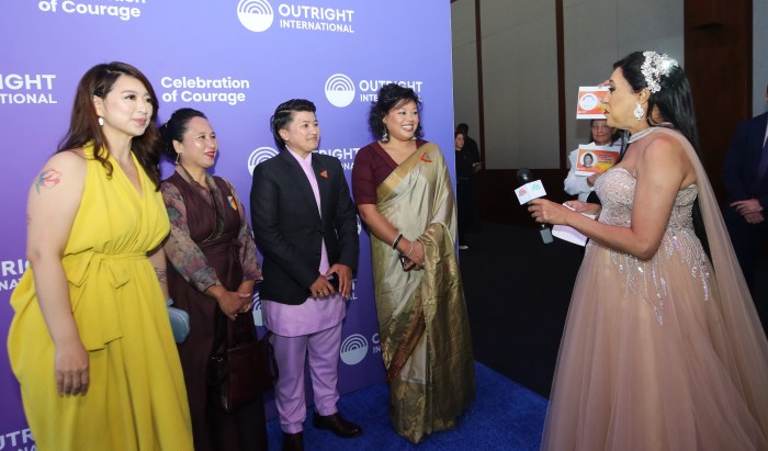 L-R: Jennifer Lu, Outright's director for Asia programs; Mira Bajracharya, Mitini Nepal co-founder and board member; Laxmi Ghalan, Mitini Nepal founder and president; and Sarita K.C., Mitini Nepal executive director, interviewed by Rikki Nathanson, Outright International's senior advisor of the Global Trans Program.