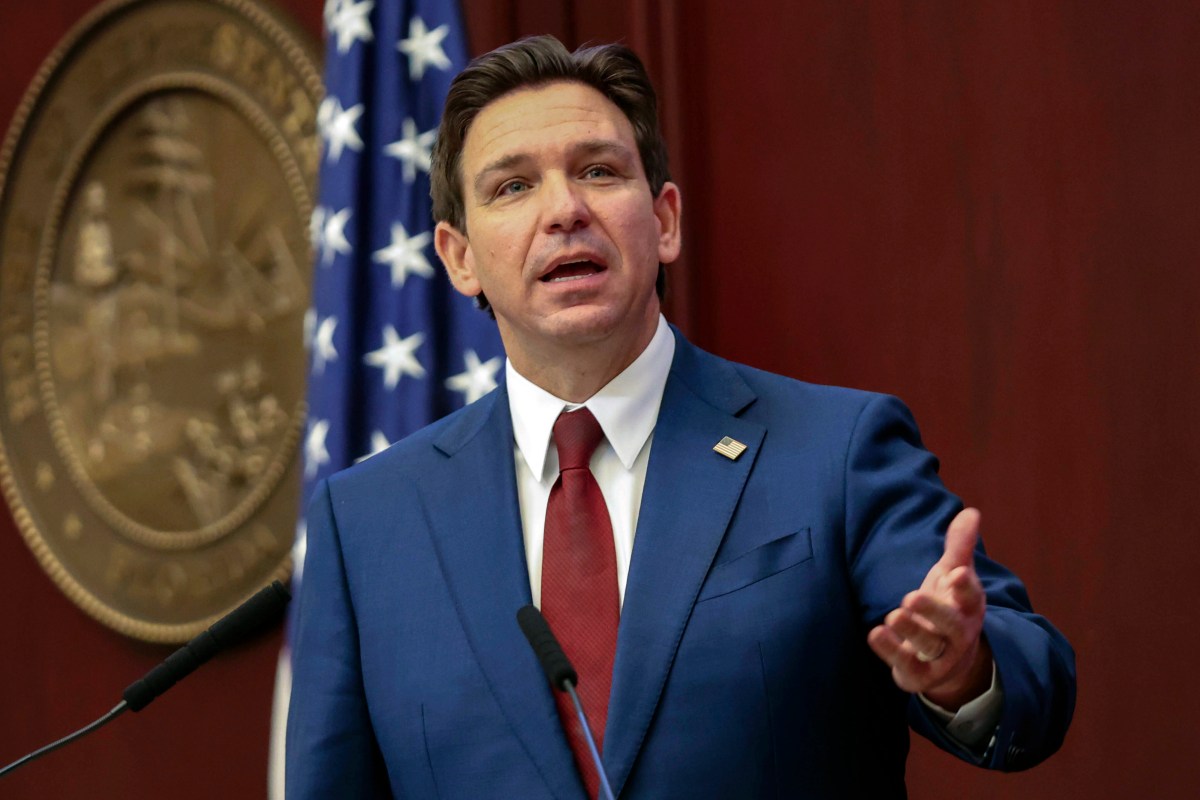 Florida Gov. Ron DeSantis gives his State of the State address during a joint session of the Senate and House of Representatives in Tallahassee, Fla., Jan. 9, 2024.