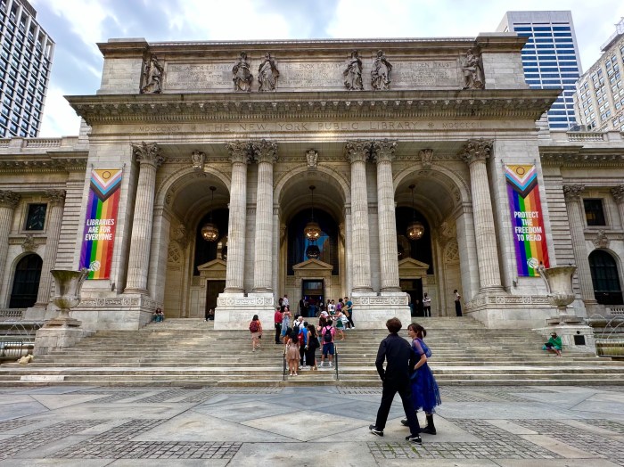 New York teens arrive for the Anti-Prom at the New York Public Library Stephen A. Schwarzman Building on Fifth Avenue in midtown Manhattan.