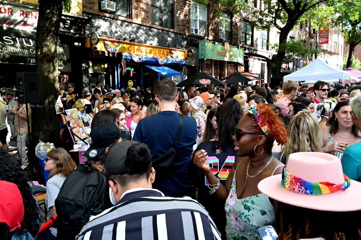 Outside of Ginger's Bar during Brooklyn Pride in 2024.