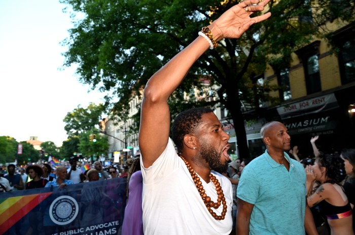 Public Advocate Jumaane Williams waves to the crowd.