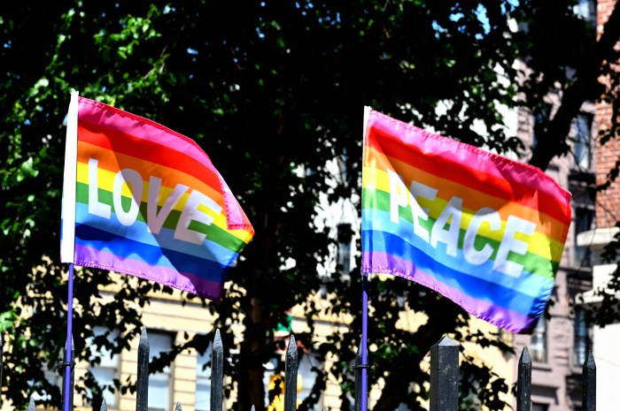 The Peace and Love flags.