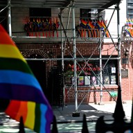 A view of the Stonewall Inn from Christopher Park, which is also the home of the Stonewall National Monument.
