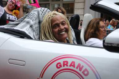Miss Major participates as a grand marshal in the 2024 NYC Pride March.