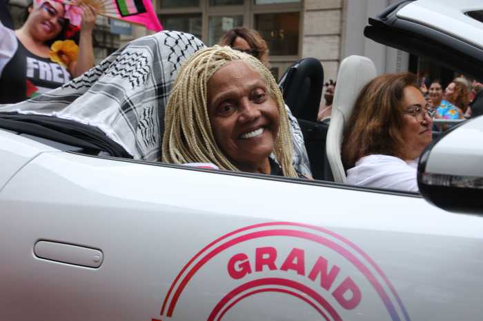Miss Major participates as a grand marshal in the 2024 NYC Pride March.