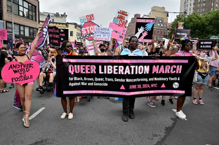The Reclaim Pride Coalition's 2024 Queer Liberation March banner.