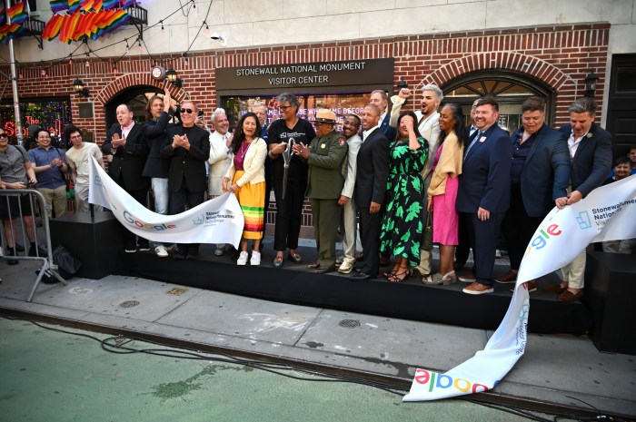 Cutting the ribbon on the new visitor center, which is next door to the Stonewall Inn.