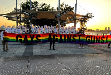 Gays Against Guns leads an event remembering individuals killed in the 2016 mass shooting at Pulse, an LGBTQ nightclub in Orlando.