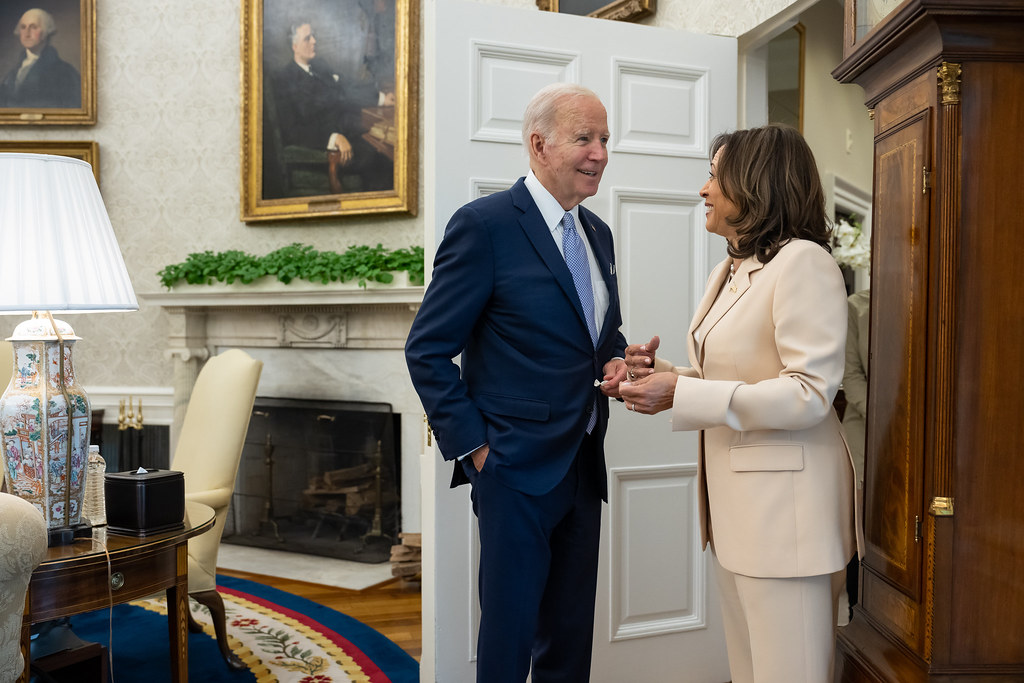 President Joe Biden and Vice President Kamala Harris in the Oval Office.
