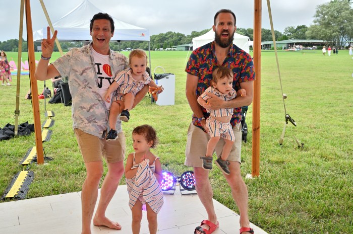 David Turley (left) and Peter Thiede (right) with their kids.