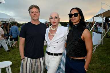 Mapplethorpe Foundation trustee Eric R. Johnson (left) with Mapplethorpe model Randy Sherman and fashion designer Zaldy Goco.