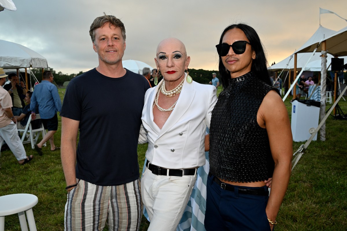 Mapplethorpe Foundation trustee Eric R. Johnson (left) with Mapplethorpe model Randy Sherman and fashion designer Zaldy Goco.