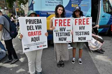 There were several testing vans on hand.