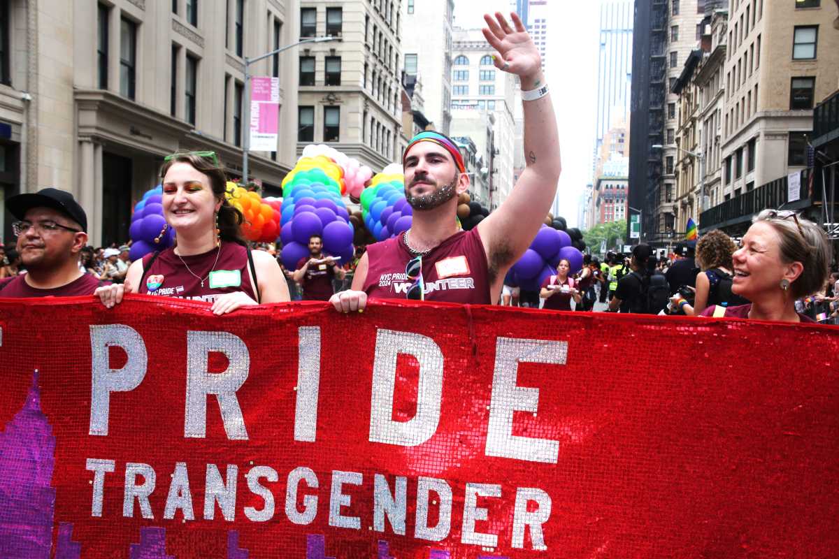 Heritage of Pride's banner leads the 2024 NYC Pride march.