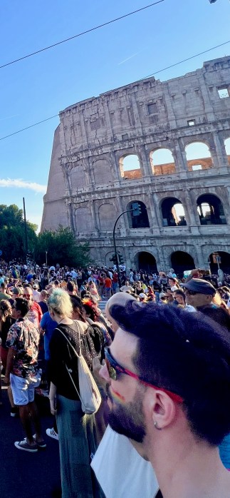 Revelers at Rome Pride in 2024.