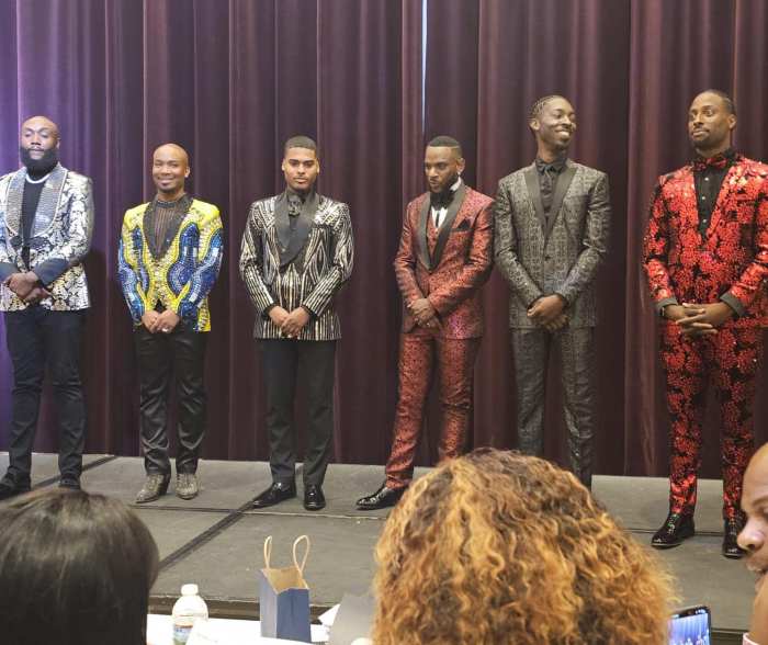 Individuals compete in NYC Black Pride's Mr and Miss International Pageant.