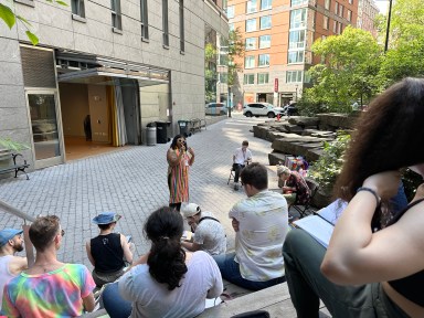 Jade Mapp leads the poetry picnic.