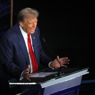 Former President Donald Trump speaks during a presidential debate with Vice President Kamala Harris in Philadelphia, Pennsylvania, U.S., September 10, 2024