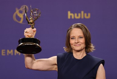 Jodie Foster poses with an award for "True Detective: Night Country" at the 76th Primetime Emmy Awards in Los Angeles, California, U.S., September 15, 2024.