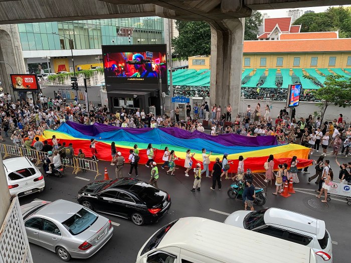 Bangkok's LGBTQ community gathers for Pride festivities on Jan. 1, 2024.