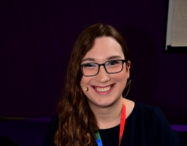 Sarah McBride at WorldPride in Copenhagen, Denmark, in 2021.