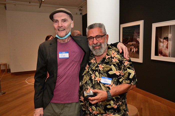 HIV/AIDS activist Jim Eigo, a founding member of ACT UP's Treatment and Data Committee, shares a moment with Dr. Larry Mass, a co-founder of GMHC.