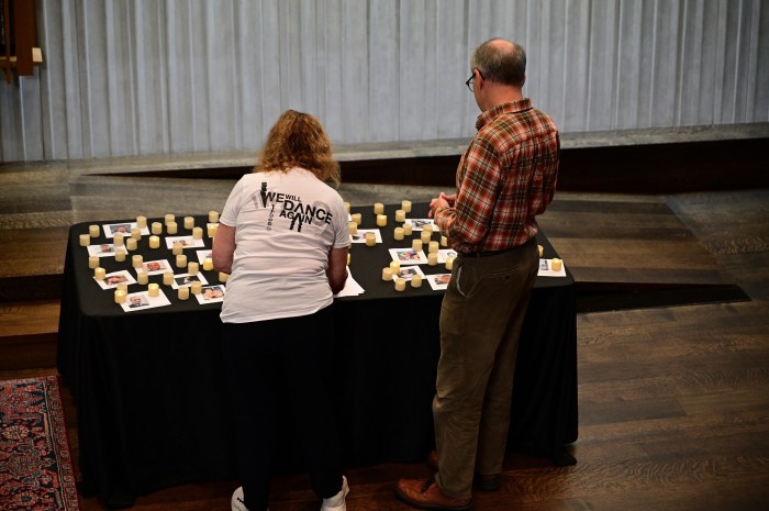 Members take part in Congregation Beit Simchat Torah's Oct. 7 remembrance event.