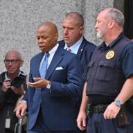 Mayor Adams leaves Manhattan Federal Court on Oct. 2.