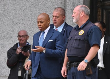 Mayor Adams leaves Manhattan Federal Court on Oct. 2.