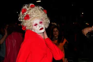 Posing for a picture at the 2024 Village Halloween Parade.