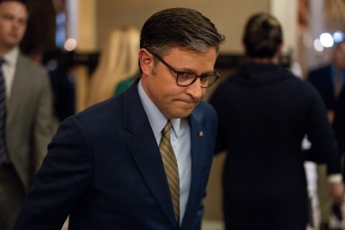 US House Speaker Mike Johnson (R-LA) leaves following a ceremony to commemorate the 200th anniversary of Marquis de Lafayette's address to the 18th Congress, in Washington, U.S., December 10, 2024.