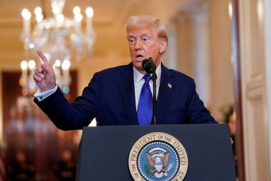 US President Donald Trump speaks during an event at the White House, in Washington, U.S., January 29, 2025.