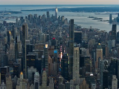 New York City's midtown skyline view from above.