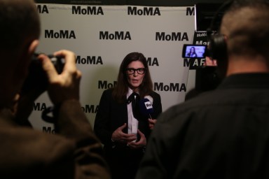 Chiara Mastroianni speaks to the press in New York City on Dec. 12.