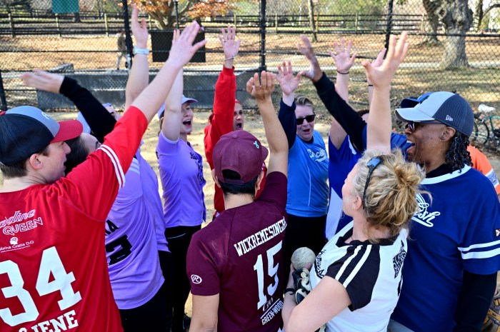 Practicing teamwork at Prospect Park.