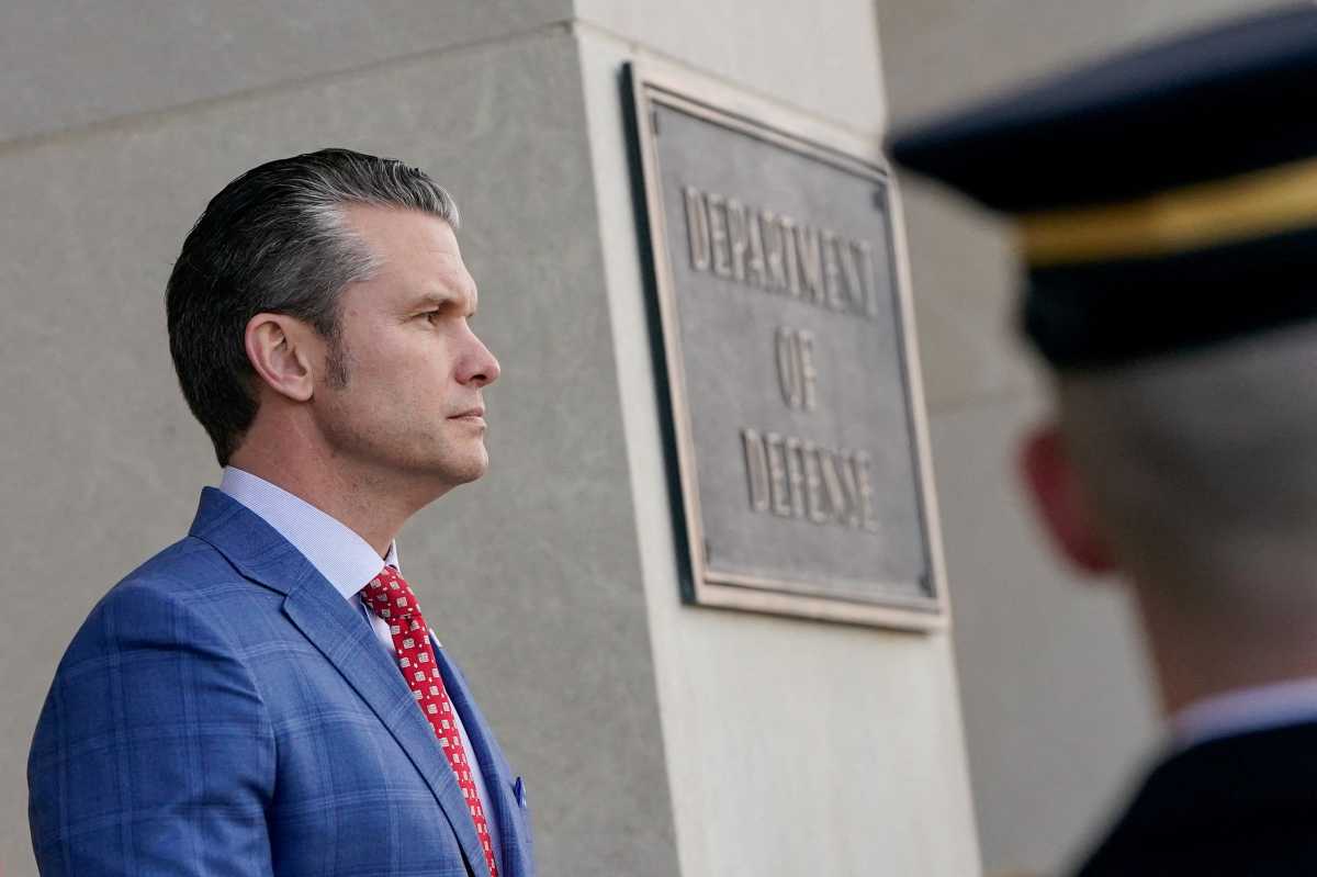 US Defense Secretary Pete Hegseth at the Pentagon, February 7, 2025.