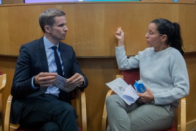 LGBTQIA+ Caucus Co-Chairs Erik Bottcher and Tiffany Cabán.