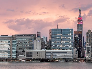 NYU Langone, pictured across the river, nixed appointments for youth seeking gender-affirming care, according to reports.