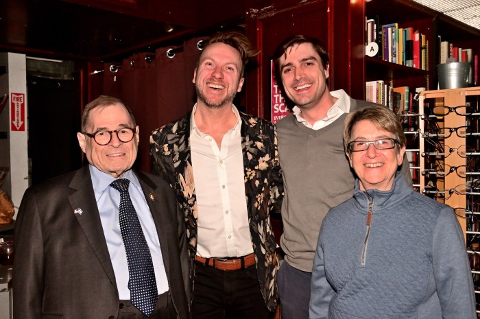 Congressmember Jerrold Nadler, Meatpacking District executive director Jeffrey C. Lefrancois, Hudson River Trust executive vice president of park relationships and programs Robert Atterbury, and Assemblymember Deborah Glick.