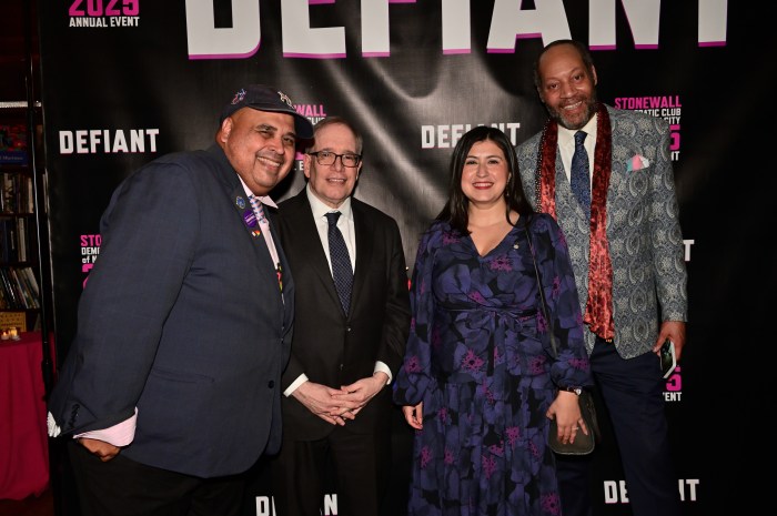 Kenny Agosto (left); mayoral hopefuls Scott Stringer and State Senator Jessica Ramos; and Jay W. Walker.